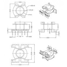 Каркас для трансформатора BV-PQ32/20-1-12R(PHL) PIN SHINE